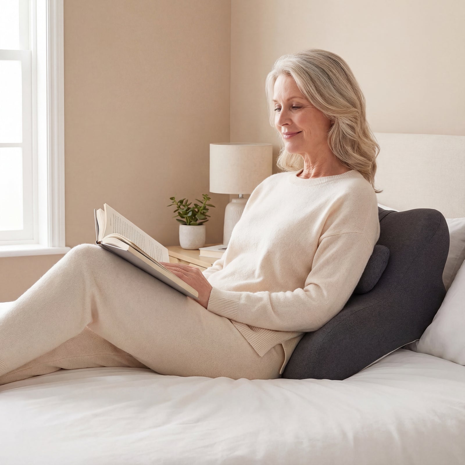 Senza kussen voor ondersteuning tijdens lezen en ontspannen